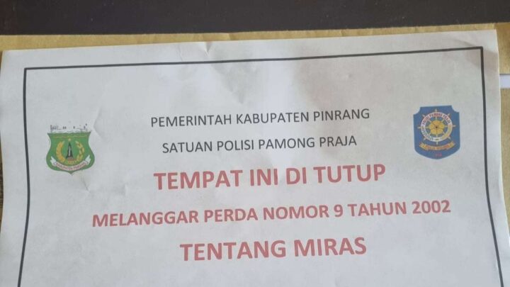Langgar Perda, THM Zona M Hotel Ditutup Pemkab Pinrang Pinrang